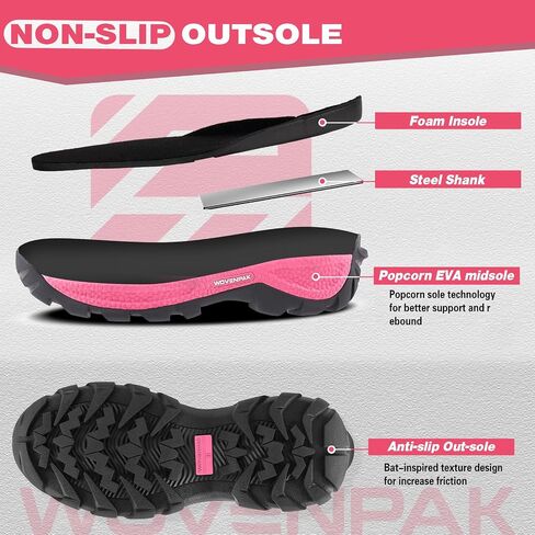 WOVENPAK Rubber Boots for Women, Waterproof Rain Boots Women with Steel Shank, Insulated Hunting Boots, Neoprene Garden Mud Boots All Season for Hunting, Gardening, Farming, Size 6-11 in Saudi Arabia