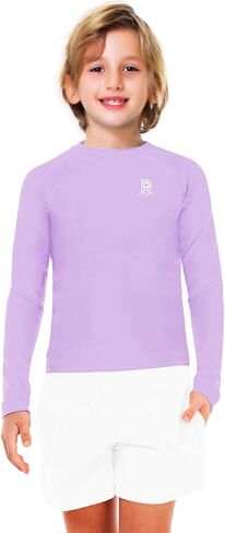 Remimi Unisex Kids Rash Gurad Long Sleeve SPF 50+ Sun Shirts with Thumb Hole 3-12 Years in Kuwait