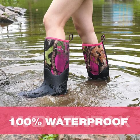 WOVENPAK Rubber Boots for Women, Waterproof Rain Boots Women with Steel Shank, Insulated Hunting Boots, Neoprene Garden Mud Boots All Season for Hunting, Gardening, Farming, Size 6-11 in Saudi Arabia