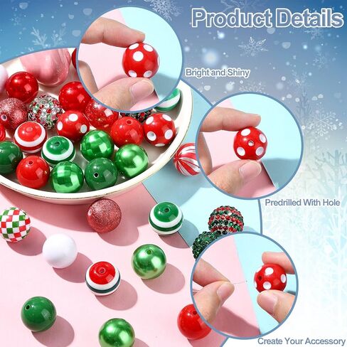 DanLingJewelry 50Pcs Sky Blue Series Acrylic Round Beads 20mm Chunky Bubblegum Beads Large Ball Beads for Bracelets Pens Jewelry Making in Saudi Arabia