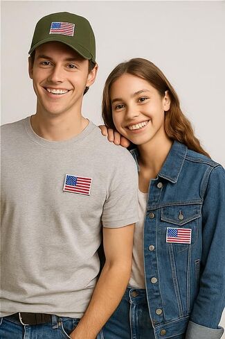 Pack 6, 3x2 Inches, US USA United States of America Flag Embroidered Iron On Patch Applique American Army Military Uniform Costume Yellow Red Blue in Kuwait