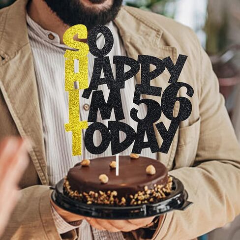 Funny 53rd Birthday Cake Topper For Men & Women - Happy 53rd Birthday Decorations - Black & Gold in Saudi Arabia