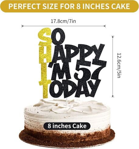 Funny 53rd Birthday Cake Topper For Men & Women - Happy 53rd Birthday Decorations - Black & Gold in Saudi Arabia
