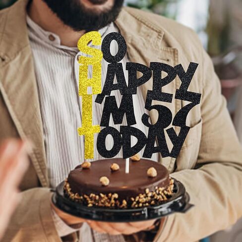 Funny 53rd Birthday Cake Topper For Men & Women - Happy 53rd Birthday Decorations - Black & Gold in Saudi Arabia