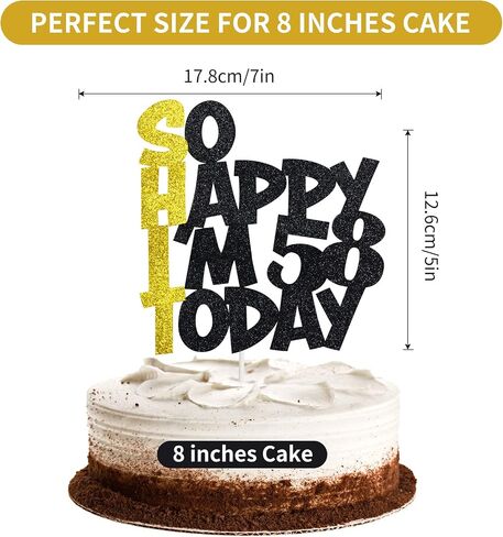 Funny 53rd Birthday Cake Topper For Men & Women - Happy 53rd Birthday Decorations - Black & Gold in Saudi Arabia
