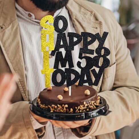 Funny 53rd Birthday Cake Topper For Men & Women - Happy 53rd Birthday Decorations - Black & Gold in Saudi Arabia