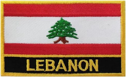 1 PSC Lebanon Flag Embroidered Patch, Iron-On, 3.15 x 2 inches, Red and Black (Lebanon) in Saudi Arabia