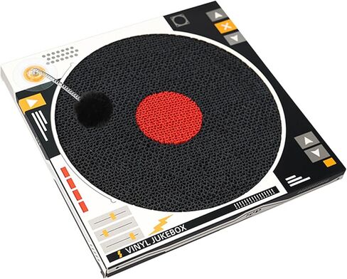 Vinyl Record Player Cat Scratcher - Cardboard Cat Scratch Pad Cat Dj Scratching Board Cat Fun Play Toys Stick to Wall 13.8" (Black) in Kuwait