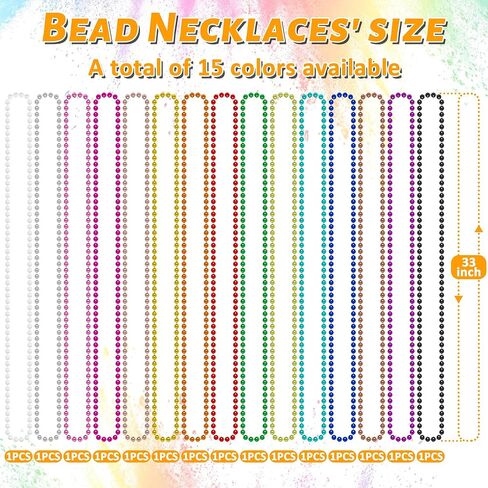 15PCS Mardi Gras Beads, Green Purple Gold Mardi Gras Necklace Accessories, 33" Round Festival Beads Carnival Party Favors Bulk, Beads Necklace for Parade Throws Party Decorations Costumes Supplies in Saudi Arabia