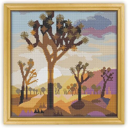 Joshua Tree National Park K463 Counted Cross Stitch KIT#2. Threads, Needles, Fabric and 4 Printed Color Schemes Inside. Embroidery Pattern Kit in Saudi Arabia