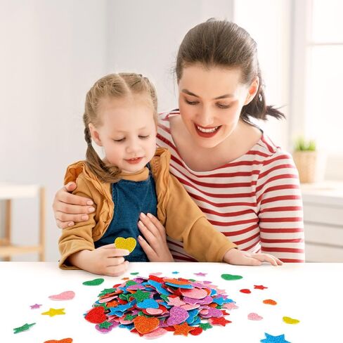Foam Heart Stickers, Foam Stickers, 300PCS Heart Sticker for Kids Crafts, Self Adhesive Glitter Star Hearts Decorative Sticker Decals Colorful Valentine Hearts Sticker for Arts Crafts DIY Supplies in Saudi Arabia