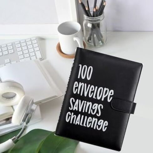 100 envelopes money saving challenge with savings challenges book with envelopes, Flownwing Budget Binder and money envelopes for cash-and Money Saving Binder for Efficient Money Management (Black) in Saudi Arabia