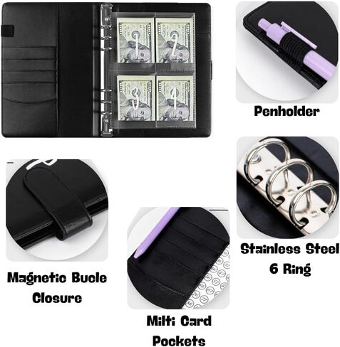 100 envelopes money saving challenge with savings challenges book with envelopes, Flownwing Budget Binder and money envelopes for cash-and Money Saving Binder for Efficient Money Management (Black) in Saudi Arabia