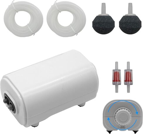 Professional Aquarium Air Pump with 2 Air Outlets Adjustable Aerator Ultra Quiet Powerful Operation for Fish Tanks 100-600 Gallon Multi-Voltage Design（108-260GPH） w/Air Stones in Saudi Arabia
