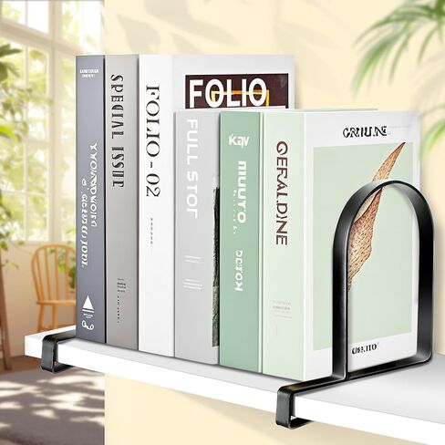 AJART Adjustable Book Ends for Shelves: Black Heavy Duty Bookends - Metal Clamp Book Organizer Storage Holders in Saudi Arabia