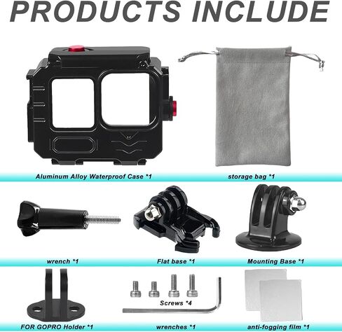 Waterproof Case for Gopro Hero 13 12 11 10 9 Accessories, SRUIM Underwater Diving 50M/164FT Protective Housing Shell for Go Pro Hero12 Action Camera with Bracket Accessories in Kuwait