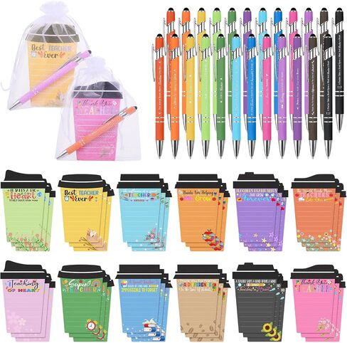 36 Set Employee Appreciation Gifts Bulk Team - 36Pack Coffee Cup Notepad+36 Ballpoint Pens+ 36 Drawstring Gift Bags, Bulk Gifts for Coworkers/Staffs/Teachers/Christmas in Saudi Arabia