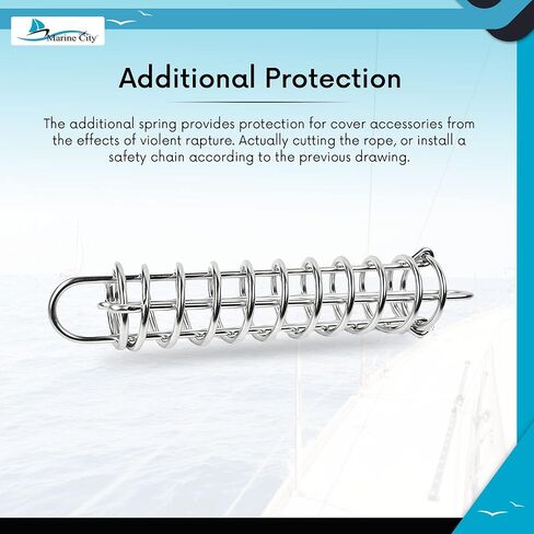 MARINE CITY 304 درجة من الفولاذ المقاوم للصدأ للقوارب مرساة خط رسو زنبركي ممتص للصدمات 10-5/8 بوصة للقوارب - اليخوت - مشاة البحرية - السفن - قوارب الكاياك (عبوة من 1) in Saudi Arabia