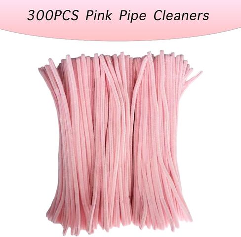 Pipe Cleaners Craft Supplies - Pipe Cleaners Bulk 300pcs Pink Pipe Cleaners Craft for Kids DIY Art Supplies (0.24 x 12 Inch) in Saudi Arabia