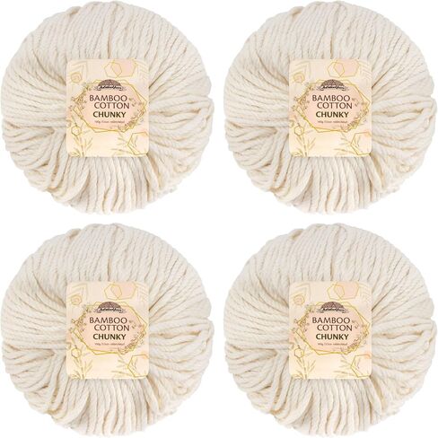 JubileeYarn Bamboo Cotton Chunky Yarn - 100g/Ball - Moon Beam - 4 Balls in Saudi Arabia