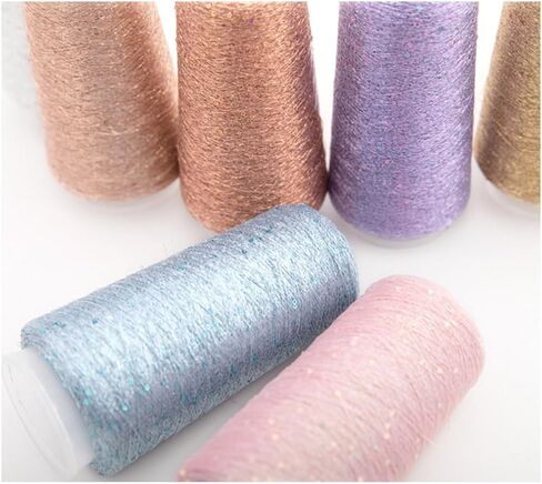 2 Balls Accessory Lurex Yarn, Shining Glitter Metallic Knitting-in Yarn, Sequin Sparkle Thread for Knitting and Crochet Sweater Shawl 5000 Yards (White) in Saudi Arabia