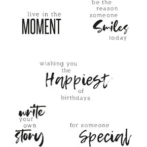 Sizzix Clear Stamps 5PK Sunnyside Sentiments #2 by Pete Hughes | 665404 | Chapter 3 2022, Multicolor