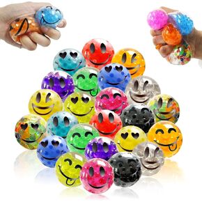 24 Pack Colorful Stress Balls Set, Squishy Toys, Squeeze Balls Bulk Squishy Balls Fidget for Kids Adult, Birthday Gifts Party Favors Goodie Bags Stuffer