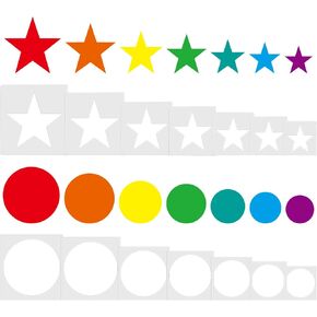 Lnngub 14 PCS Star Stencil ، دائرة الاستنسل 7 مختلفة الحجم Star Stencils 7 Still Stencils بأحجام مختلفة من الإستنسل البلاستيكية قابلة لإعادة الاستخدام للنجوم لطلاء قالب دائرة الرسم للرسم