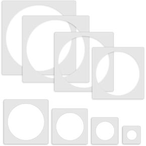 Giantree 8pcs Circle Stencils للرسم ، ورق الاستنسل من البلاستيك القابل لإعادة الاستخدام ، وأدوات رسم صانع دائرة مختلفة للطلاء والرش على الجدران أو الفنانين الخشبيين ومشاريع DIY (8)