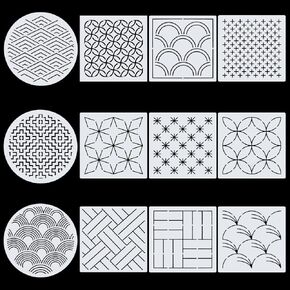 infunly 12pcs قالب ساشيكو للحيوانات الأليفة 5.9 "× 5.9" قالب نمط ساشيكو النمط الهندسي قالب ساشيكو لأكياس الثياب