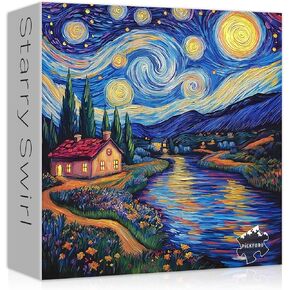 LATRRY NIGHT 1000 PIESS PISSUNGE ، Van Gogh Art Jigsaw Puzzle ، Nature Landscape Scenic Guzzle للبالغين
