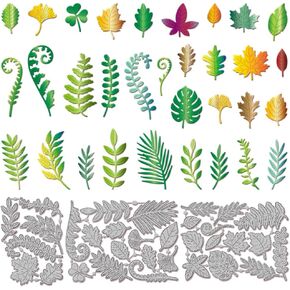 GLOBLELAND Spring Leaves Cutting Dies for DIY Scrapbooking Metal Plants Fern Cut Dies Tropical Leaves Die Cuts for Card Making Embossing Photo Album Craft Decor