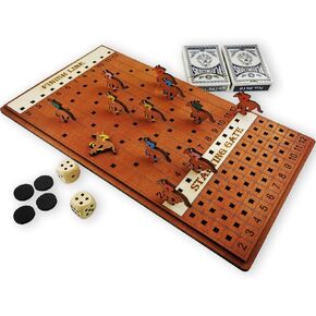 Horse Racing Game - Board Games, 13.5" X 8", 11 + 1 Pieces & 5 Colors Quality Wooden Pony