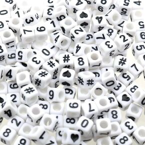 Gresorth 800 PCS Cube Cube Number Number Beads Black Figure for DIY ، وقلادات ، وسلاسل مفاتيح 6 × 6 مم