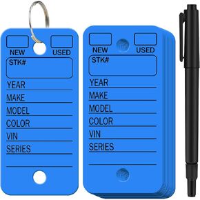 200 Pcs Poly Key Tags, Car Key Tags with 200 Pcs Rings and 2 Pcs Markers, Plastic Key Tags with Labels Key Ring Tags Key Tags Identifiers Keychain Labels for Car Truck RV Dealer Luggage Tags (Green)