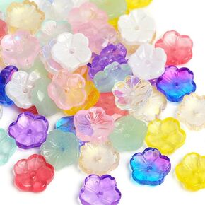 100pcs حبات الزجاج الجمالية العشوائية 5 حبات الأزهار الأزهار أغطية سحر الأزهار الملونة حبات زهرة الفواصل للزهر لصالح مركبة سوار المجوهرات DIY