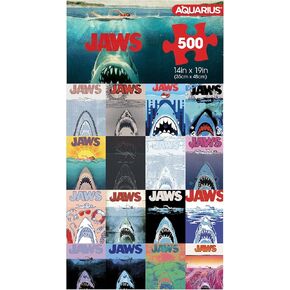 AQUARIUS Jaws 50th Anniversary Posters 500pc Puzzle (500 Piece Jigsaw Puzzle) - Glare Free - Precision Fit - Officially Licensed Jaws Merchandise & Collectibles - 14x19 Inches