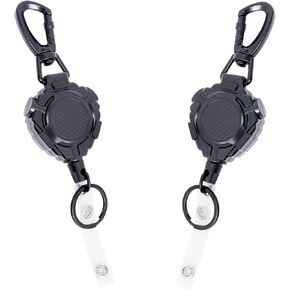 2 Pack Retractable Keychain Heavy Duty Carabiner Badge Holder, Tactical ID Badge Reel with 31. 5" Steel Retractable Cord，The load capacity is up to 8 ounces