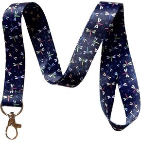 Colorful Dragonflies Lanyard Keychain ID Badge Holder