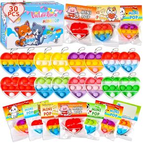 هدايا يوم عيد الحب للأطفال - مسبقًا 30 بطاقات عيد الحب مع Mini Pop Toys Bulk- Valentine Exchange Gift for Classroom و School Party Favors for Kids ،