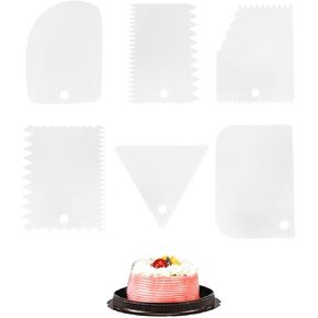 6 Pieces Pottery Tools Ceramic Foot Shaper Tools Plastic Serrated Scraper Pottery Clay Silicone Scraper, Cake Smoother Scraper Dough Scraper Tools Set for Carving Clay Molds Clay Ceramics (White)