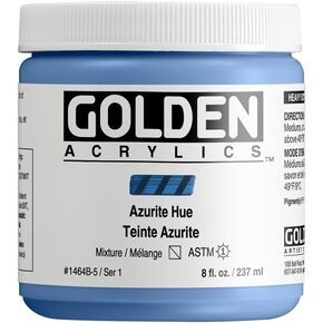 Heavy Body Acrylics by GOLDEN, Azurite Hue, 8 fl. oz. Jar, Professional Acrylic Paint, Semi-Transparent