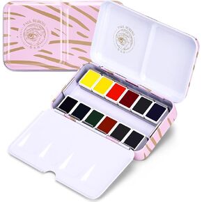 Paul Rubens Artist Watercolor Paint Set,12 Vibrant Colors in Portable Box, Great Lightfastness, Perfect Travel Professional Watercolor Set for Artists, Beginners, Adults