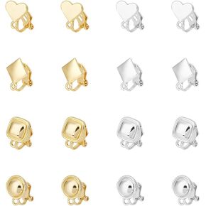 UniCraftale 16pc 2 Color 4 style alloy clip-on onring onring intring with loops fanrops heart square ropus clips fin