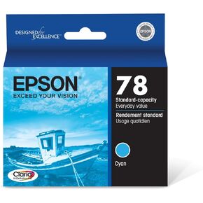 EPSON 78 Claria Hi-Definition Ink Standard Capacity Cyan Cartridge (T078220) Works with Artisan 50, Photo R260, R280, R380, RX580, RX595, RX680