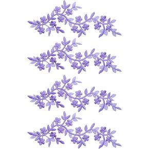 uxcell 4Pcs Long Patch Flower Vine with Leaf, 10" x 4" Iron on Plum Patches Polyester Embroidered Applique for Curtain Pillow Clothes Sewing and Decoration, Blue
