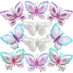 10 PCS Butterfly Balloons, Gradient Giant Butterfly Foil Mylar Balloon Butterfly Birthday Decorations for Butterfly Theme Birthday Party Wedding Shower Party Decoration Supplies