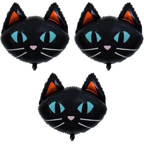 25.6" Black Cat Balloons - Cat Head Foil Balloon Decoration for Halloween Birthday Baby Shower Animal Party Day of Death Decor Supplier 3PCS