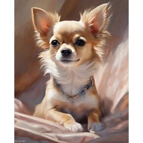 WUIVCTR Paint by Number Kits Chihuahua Dog on The Sofa Canvas DIY Oil Painting for Adults Beginner with Brushes and Acrylic Pigment 16x20 inch (Without Frame)