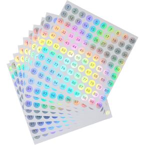yueton 10sheets أرقام ليزر مقاوم للماء 1to100 رقم ملصقات العلامات جولة ملصق ملصق لعلامة العلامات ذاتية للتجميل للاصطدام.
